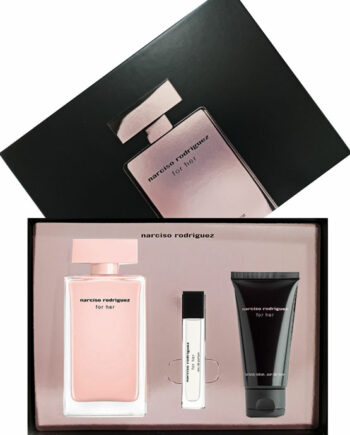 Narciso Rodriguez for her (Black Box Pink Bottle) Gift Set for Women (edP 100ml + edP Spray 10ml + Body Lotion 50ml) by Narciso Rodriguez