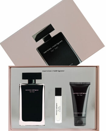 Narciso Rodriguez for her (Pink Box Black Bottle) Gift Set for Women (edT 100ml + Spray 10ml + Body Lotion 50ml) by Narciso Rodriguez